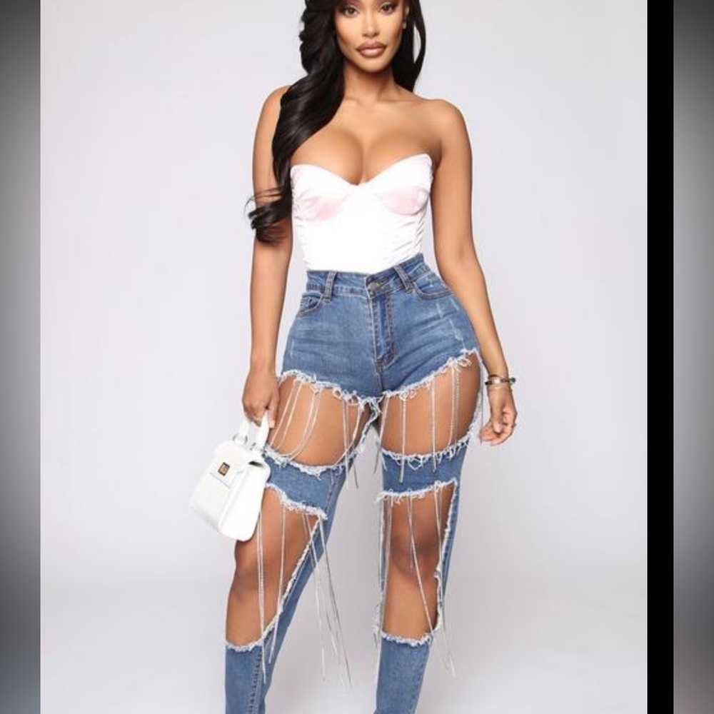 Diamond tears mid rise skinny jeans